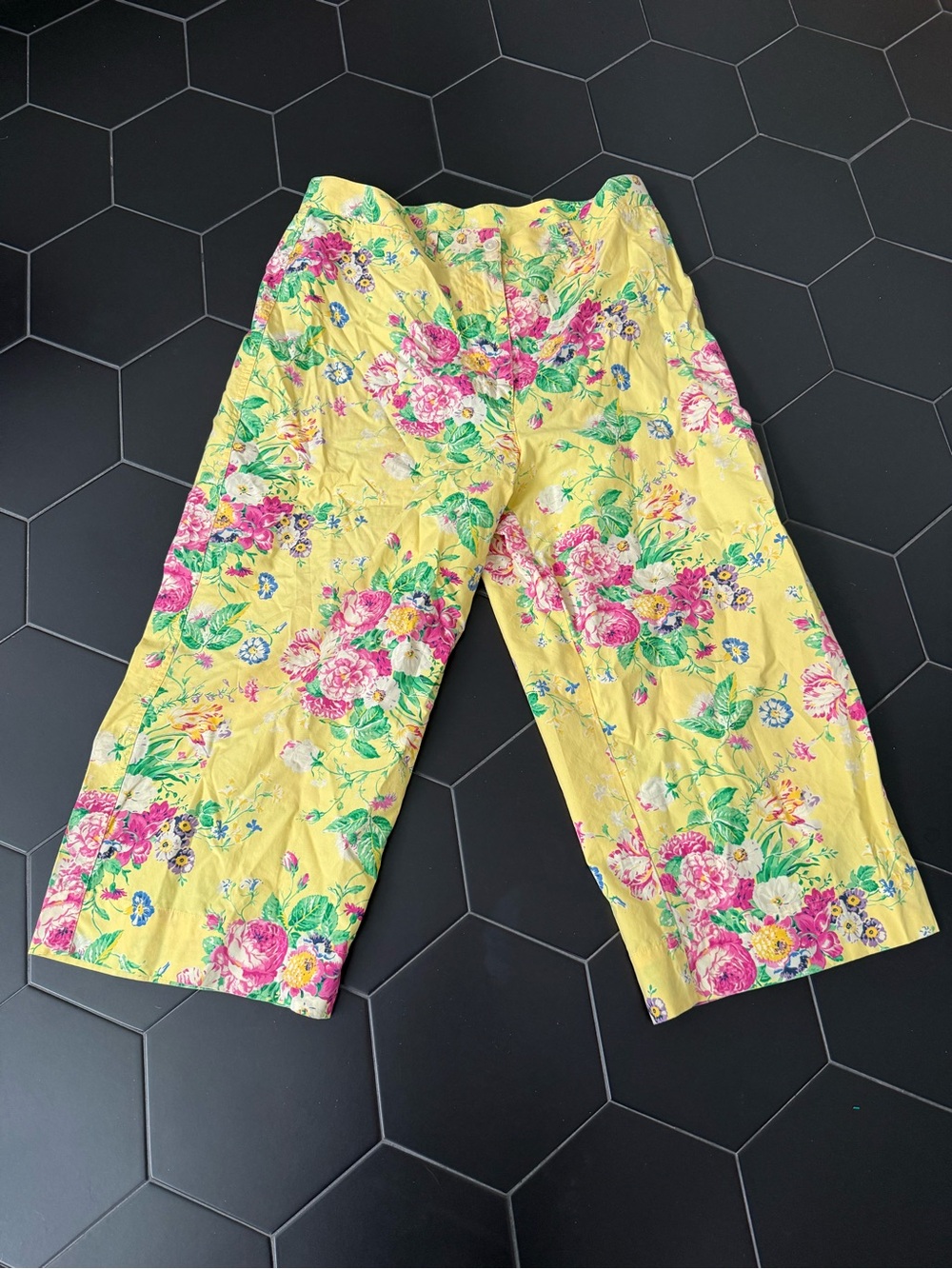 Ralph Lauren Yellow Floral Wide-Leg Capris